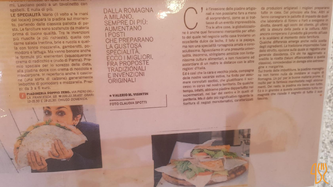 Piadineria Doppio Zero Speisekarte