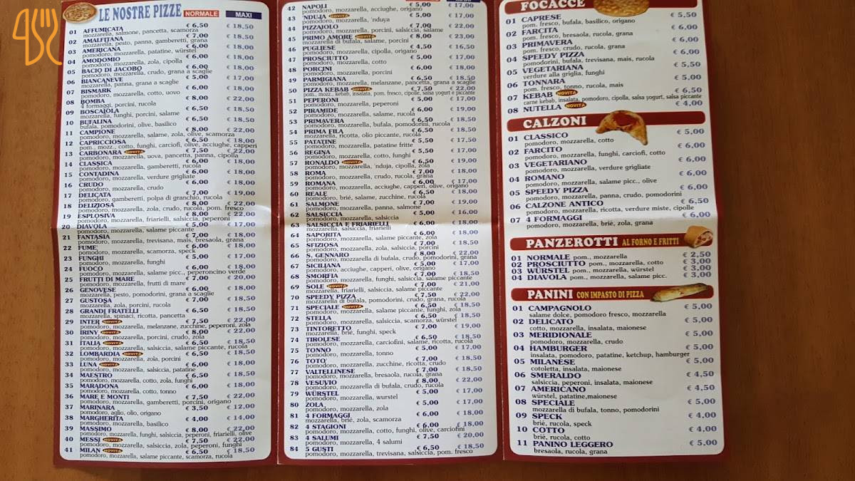 Speedy Pizza Carte