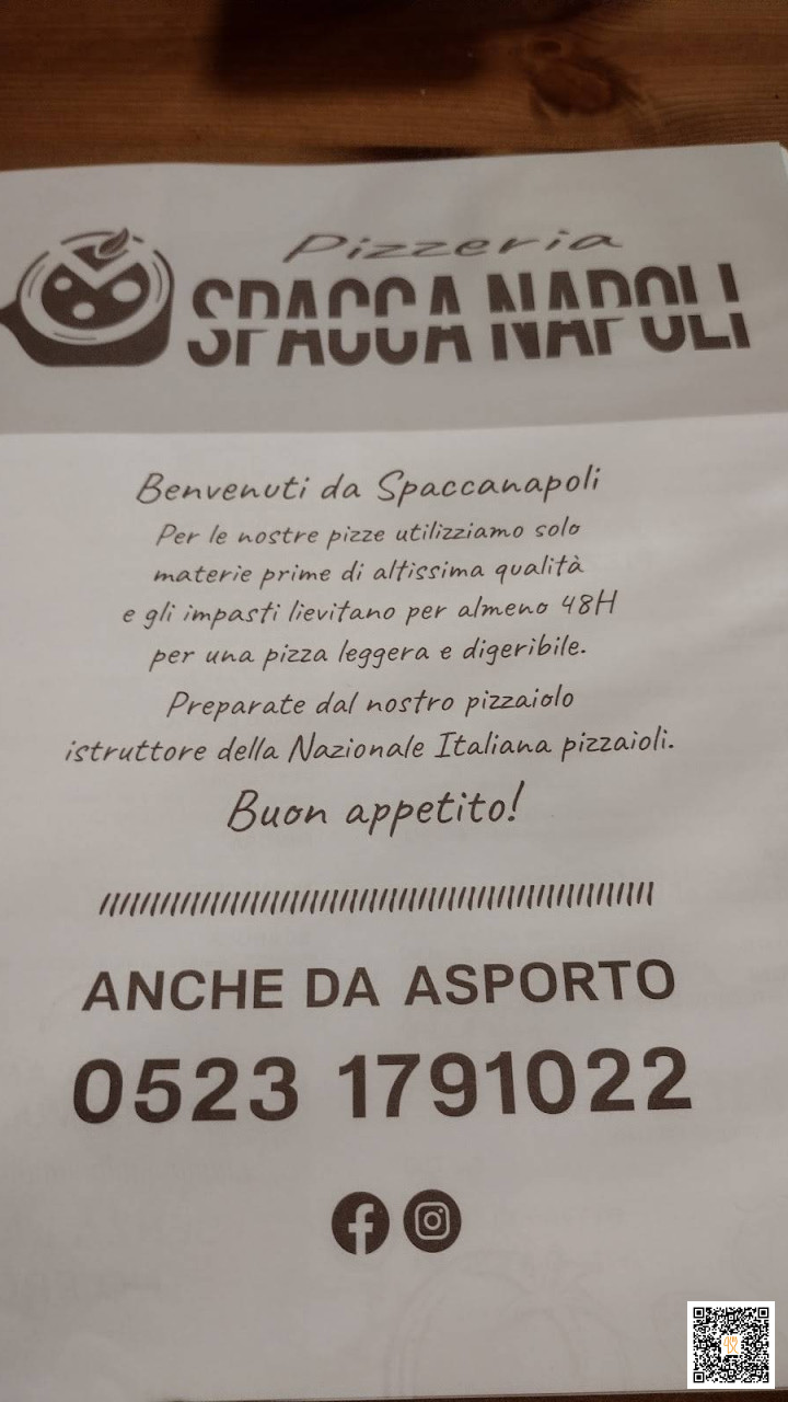 Spaccanapoli Speisekarte
