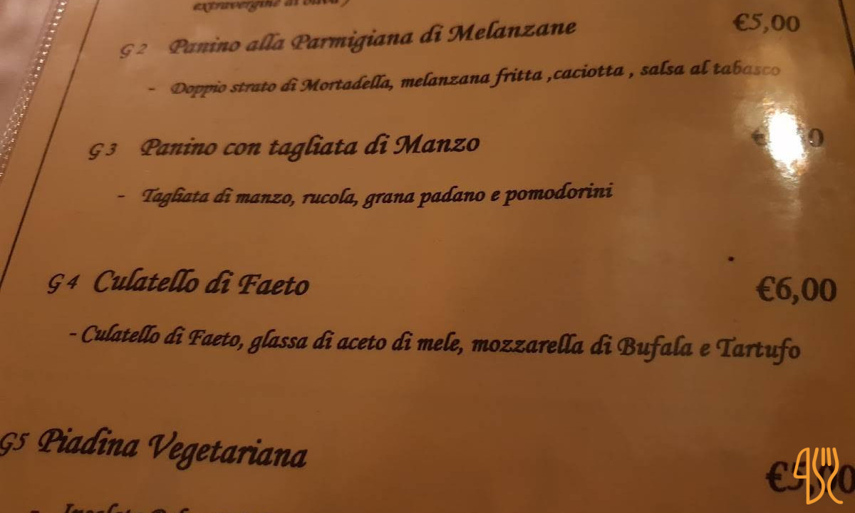 Norcineria Il Simposio Speisekarte