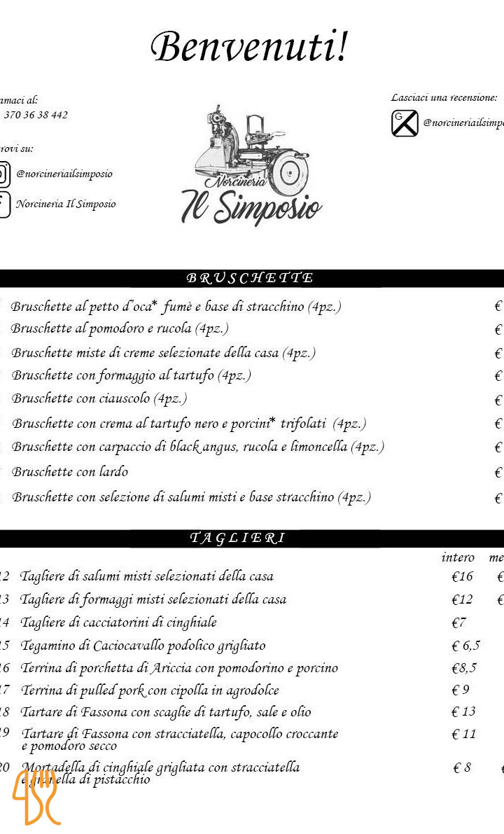 Norcineria Il Simposio Speisekarte