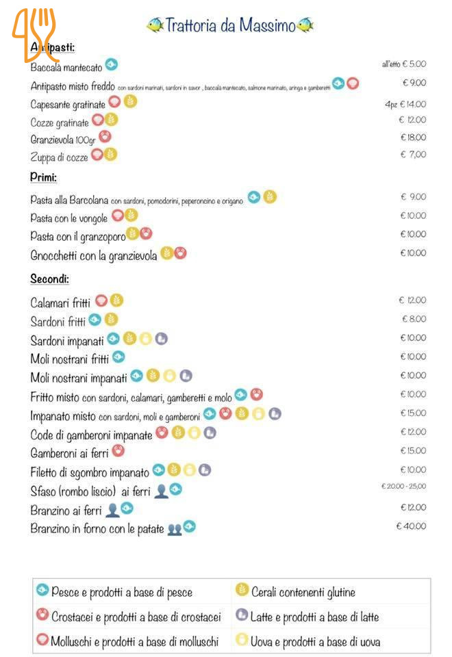 Trattoria Da Massimo Menu