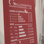 Gelateria Gallonetto menu