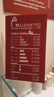Gelateria Gallonetto menu
