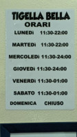 Tigella Bella menu
