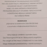 Restaurace Pod Radnicí menu