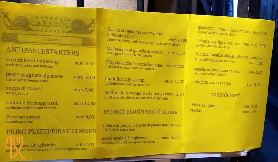 Trattoria Caragol Carta