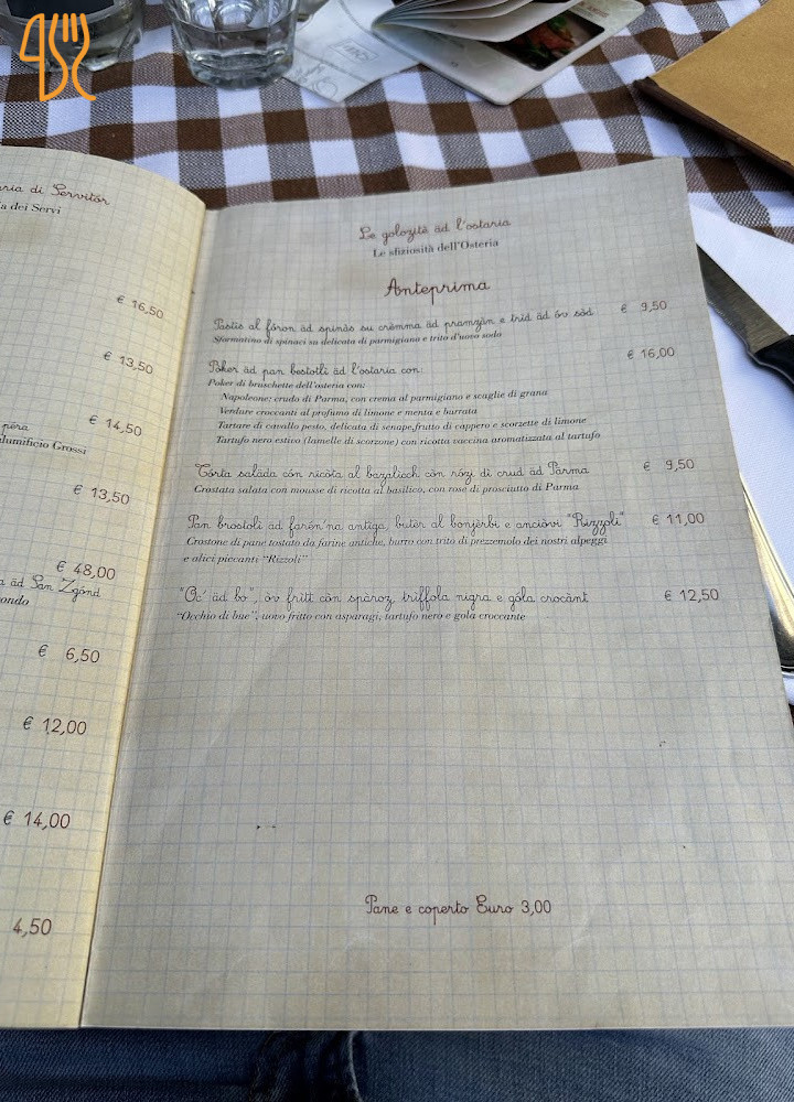 Osteria Dei Servi Carte