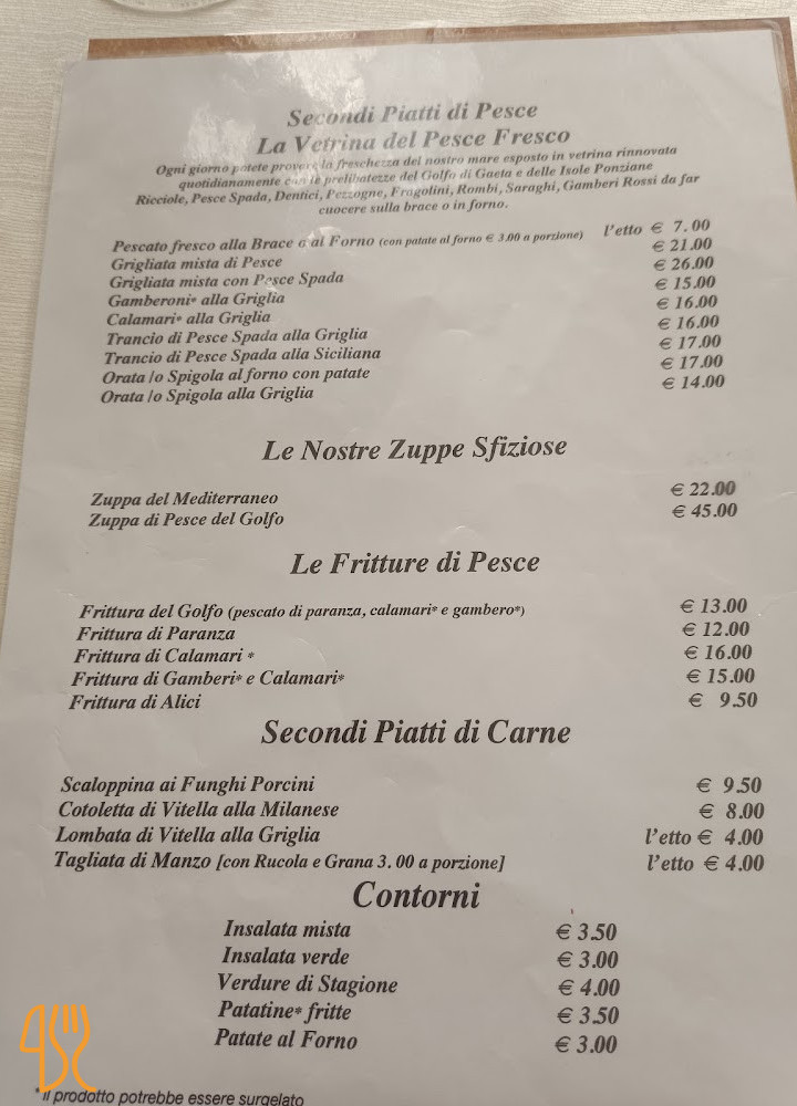 Pizzeria Il Nostromo Carta