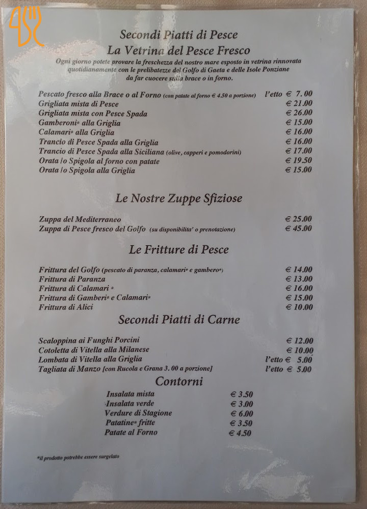 Pizzeria Il Nostromo Carta
