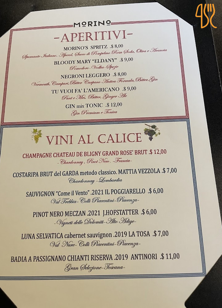 Osteria Del Morino Carte