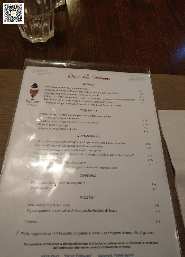 Bacaro Padovano Carta