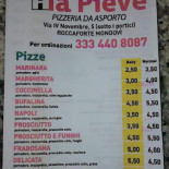 Pizzeria La Pieve menu