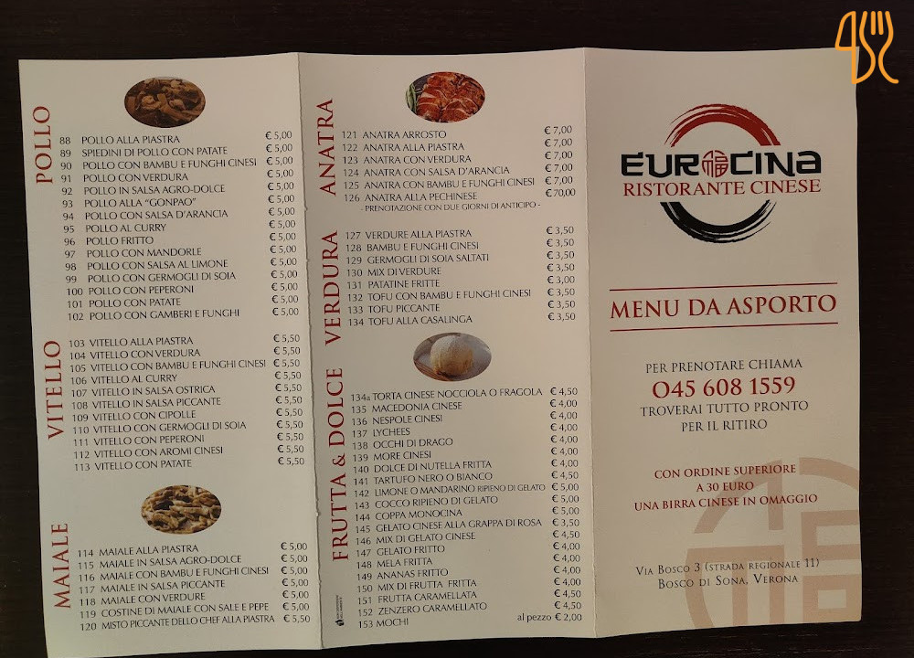 Cinese Eurocina Speisekarte