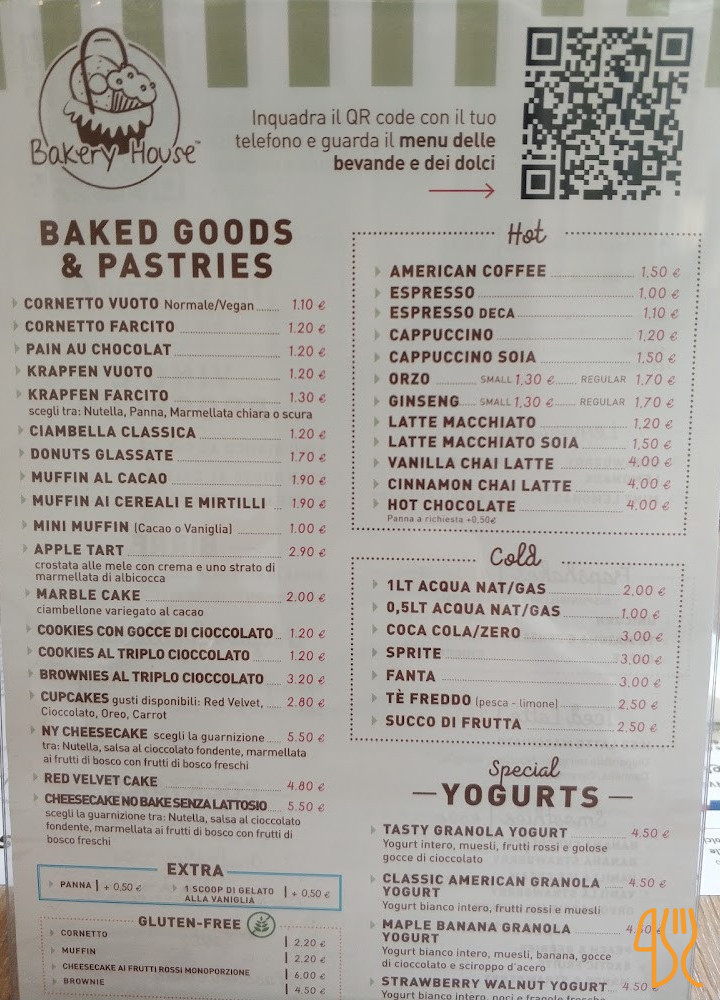 Bakery House Ostia Speisekarte