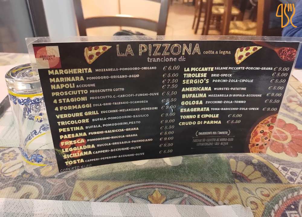Sergio's Pizza Carte