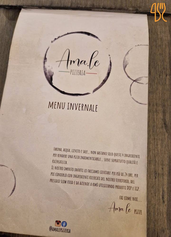 Amale Pizzeria Contemporanea Speisekarte