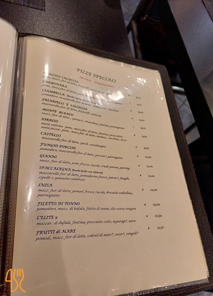 Pizzeria L'elite9 Carte