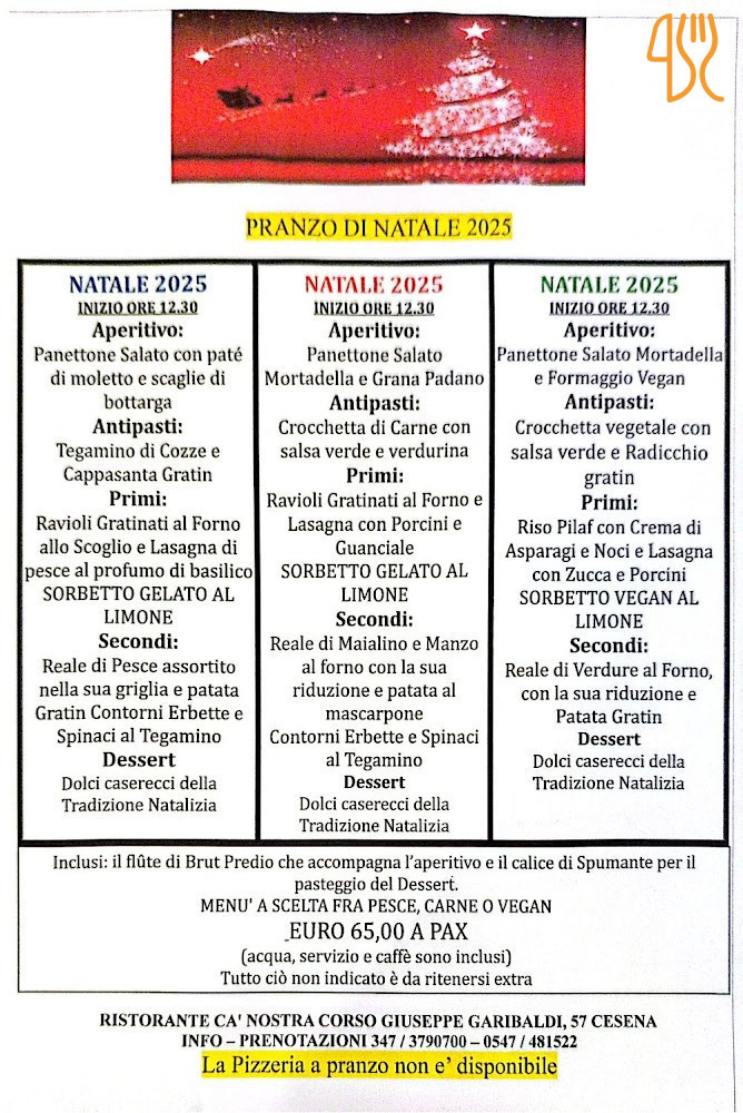 Ca' Nostra Pizzeria Carte