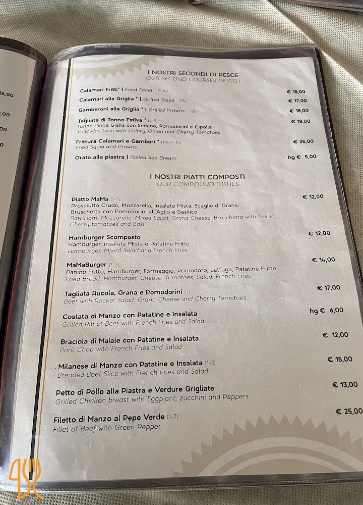Mama Trattoria Pizzeria Speisekarte
