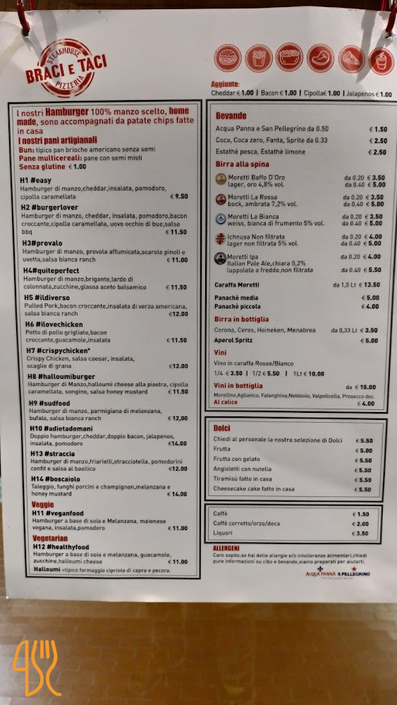 Braci E Taci Steakhouse Pizzeria Carte