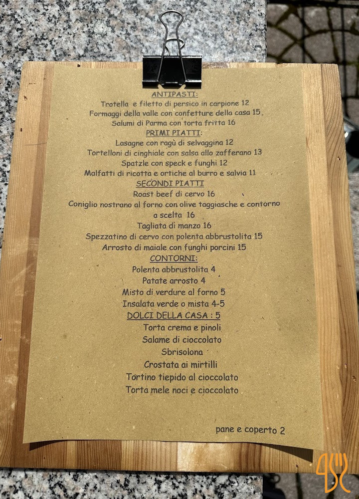 Trattoria Saredi Speisekarte