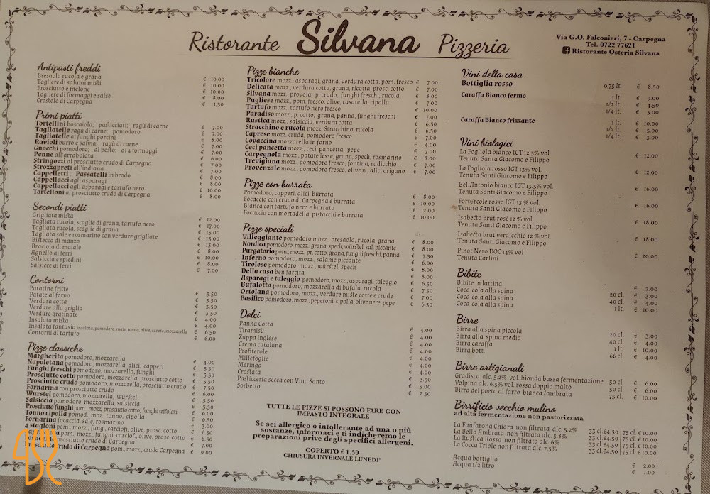 Enoteca Pizzeria Silvana Carte