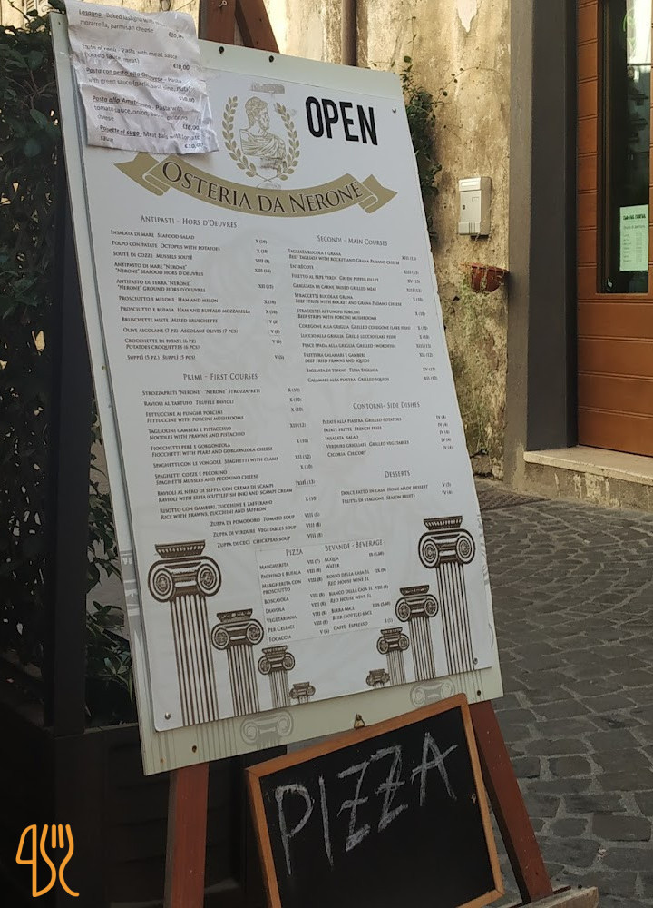 Osteria Da Nerone Carta
