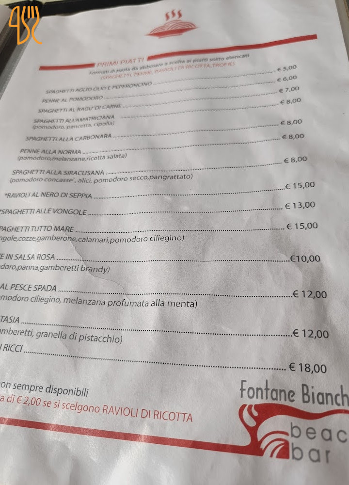 Fontane Bianche Beach Carta