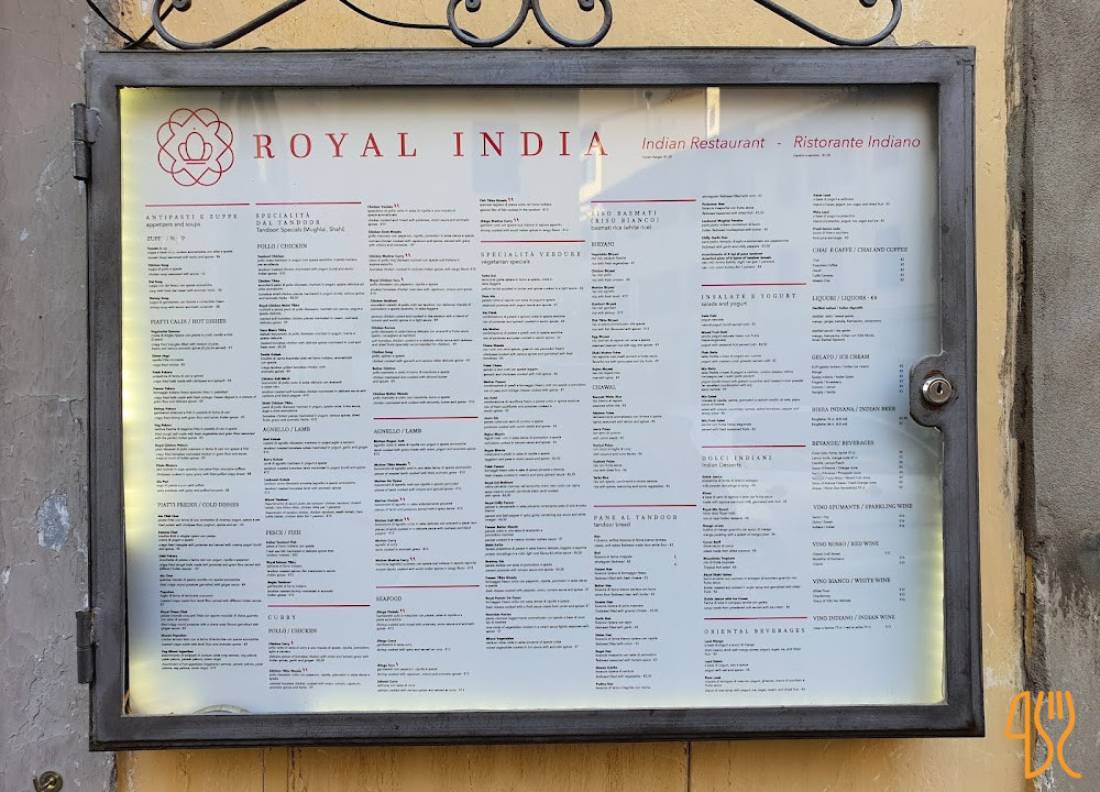 Royal India Indiano A Firenze Carte