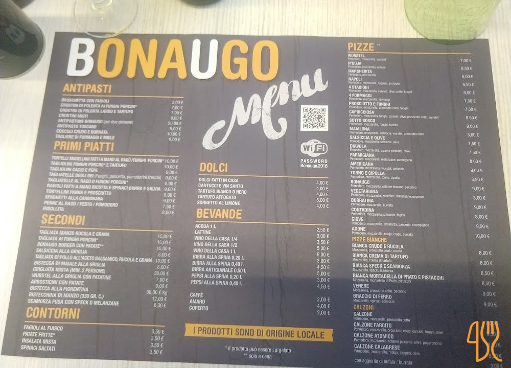 Bonaugo Pizzeria Carta
