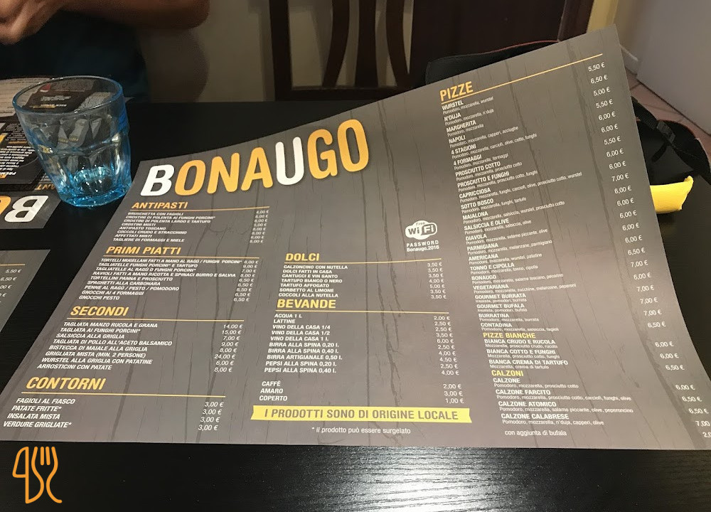 Bonaugo Pizzeria Speisekarte