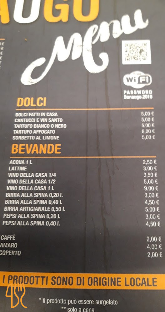Bonaugo Pizzeria   Carte