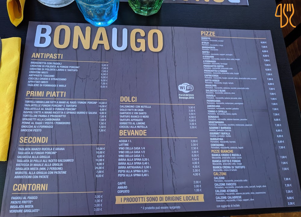 Bonaugo Pizzeria   Carte