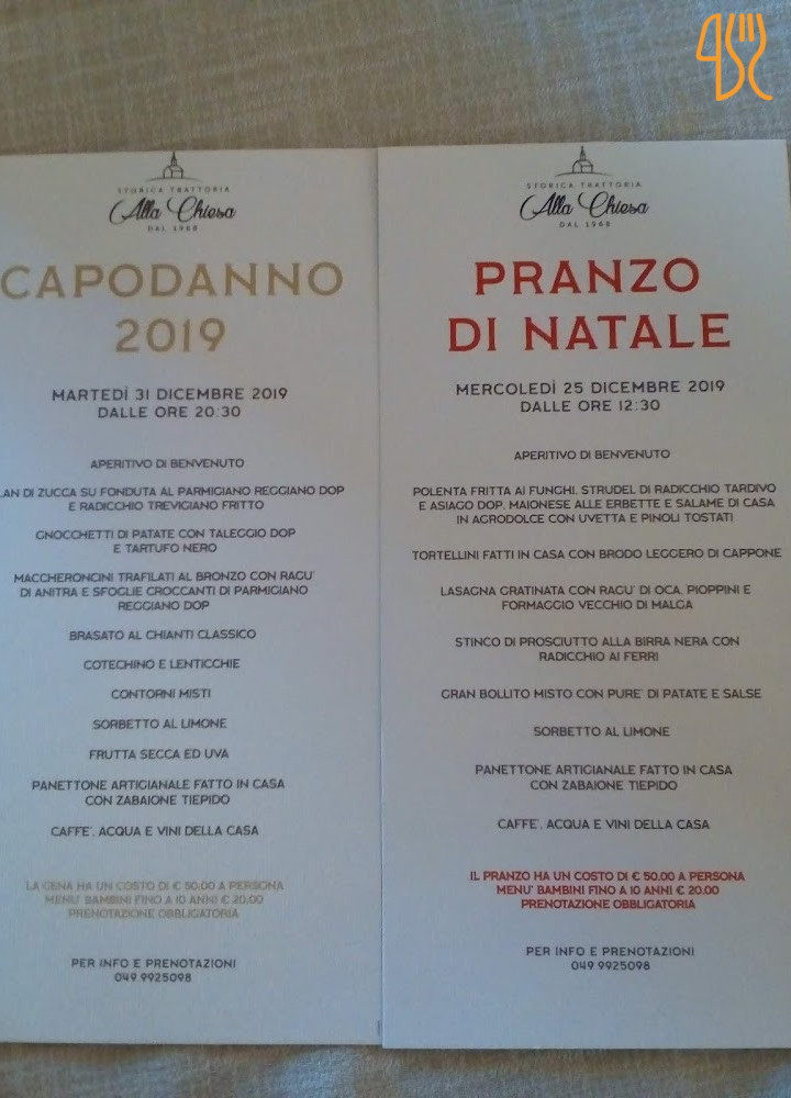 Storica Trattoria Alla Chiesa Speisekarte