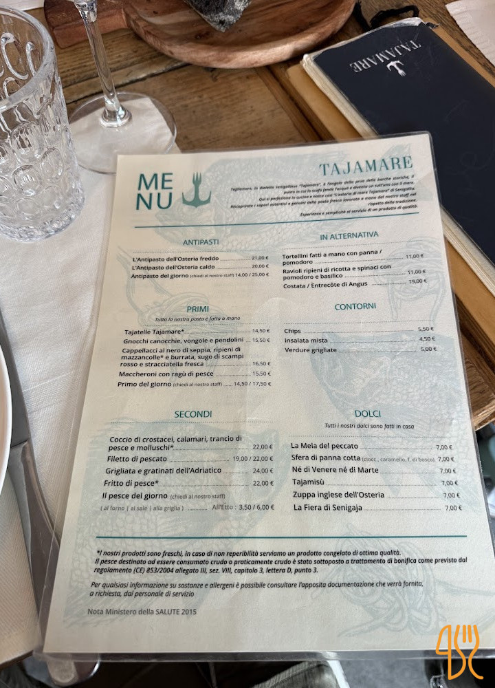Tajamare Osteria Di Mare Carta