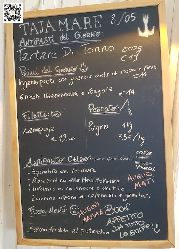 Tajamare Osteria Di Mare Carta