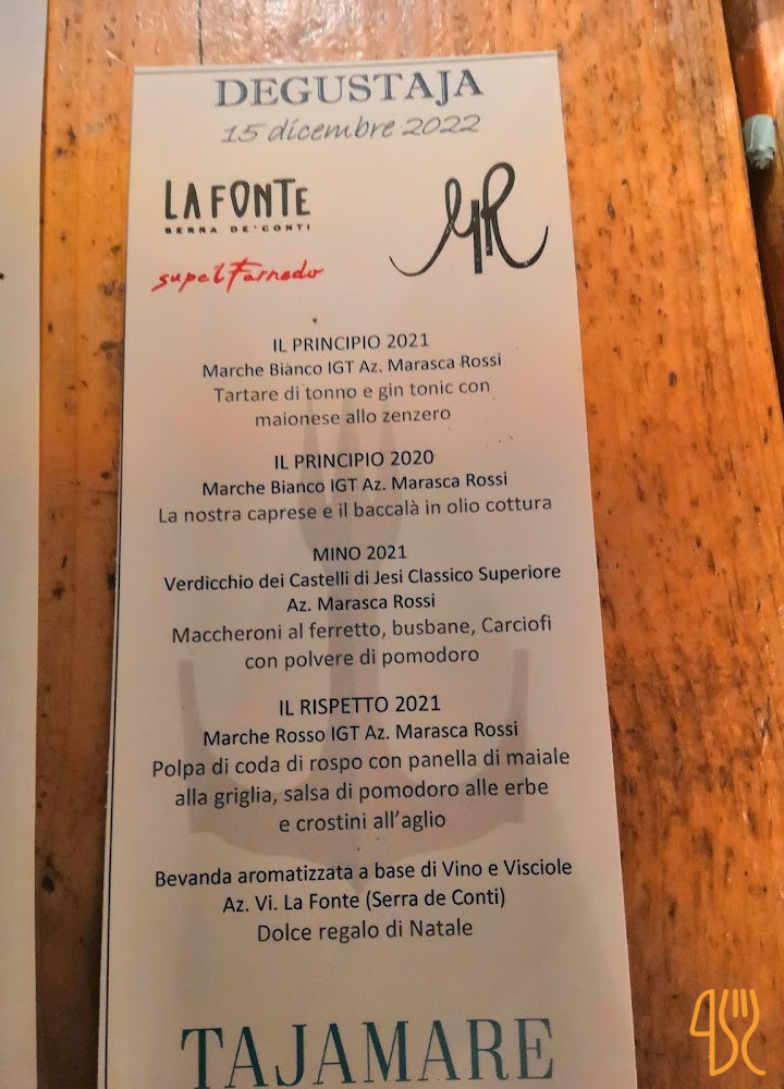 Tajamare Osteria Di Mare Speisekarte