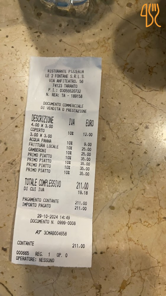 Le Due Fontane Speisekarte