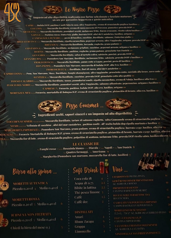 Cocchi's Trattoria Pizzeria Speisekarte