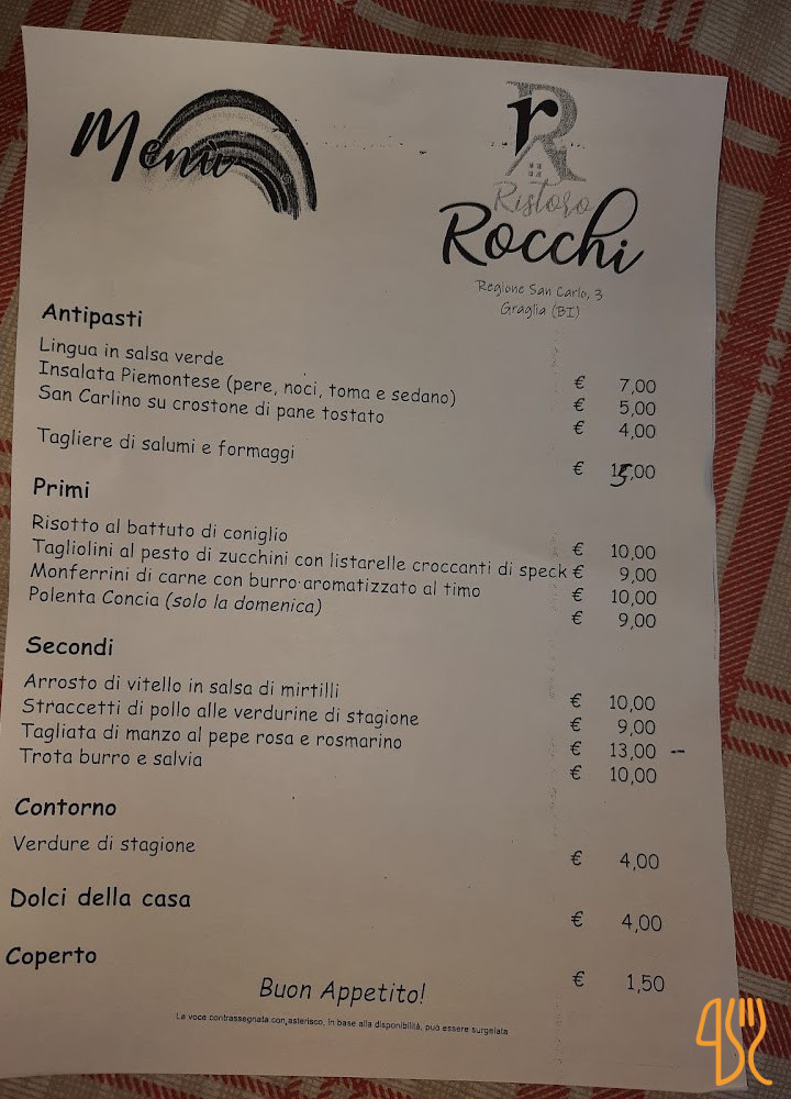 Ristoro Rocchi Carte