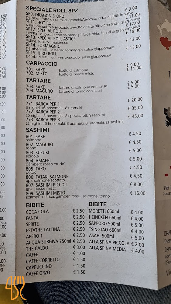 Hiro Sushi Giapponese Carta