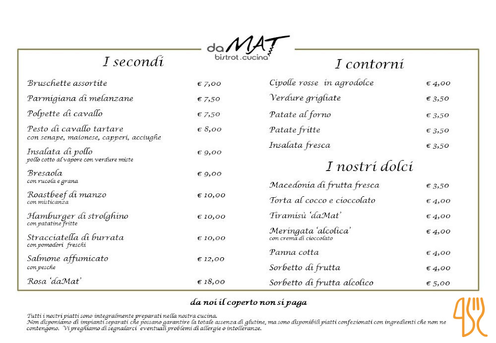 Damat Bistrot Carta