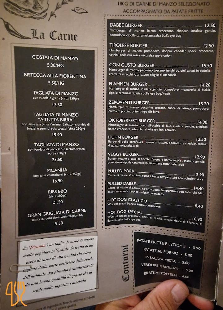 Pizzeria Birreria Dabbe Carte