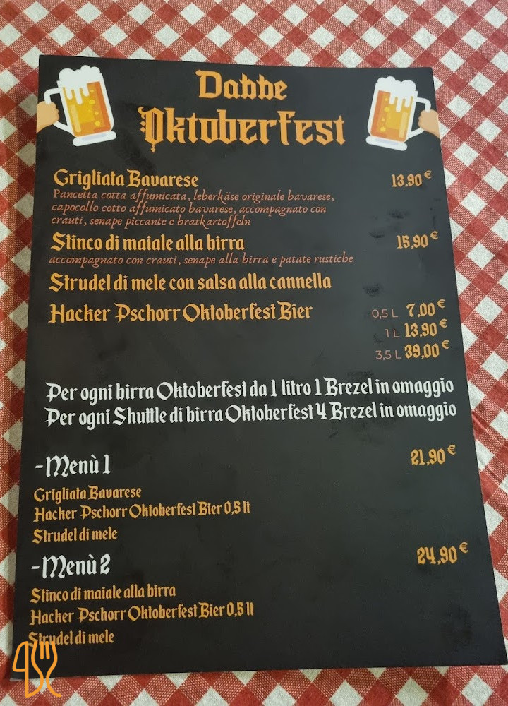 Pizzeria Birreria Dabbe Speisekarte