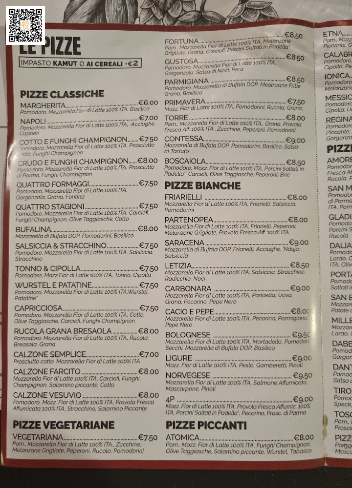 Pizzeria Birreria Dabbe Speisekarte