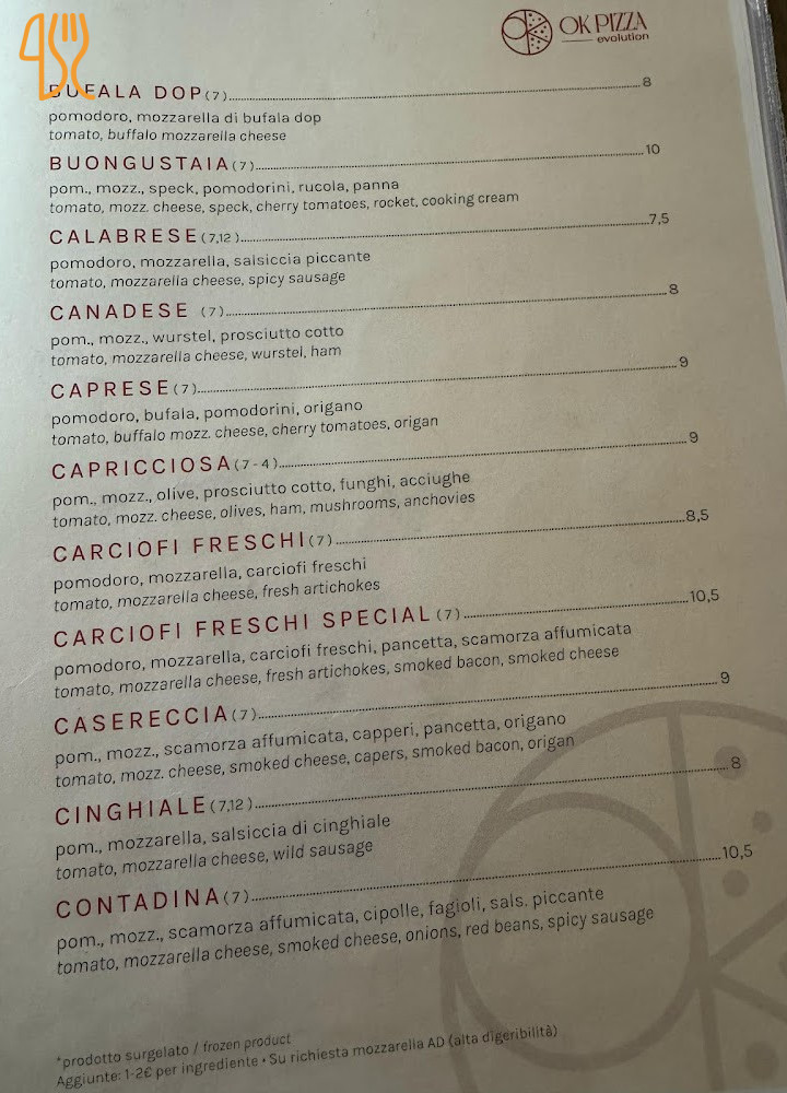 Ok Pizza Evolution Carta