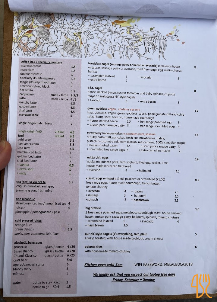 Melaleuca Pasticceria E Bistrò Speisekarte