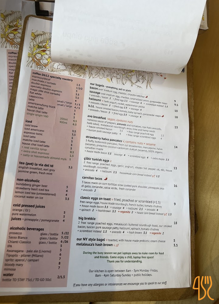 Melaleuca Pasticceria E Bistrò Speisekarte