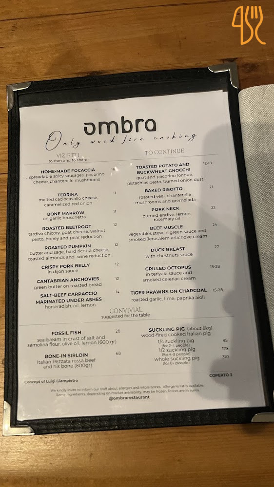 Ombra Speisekarte